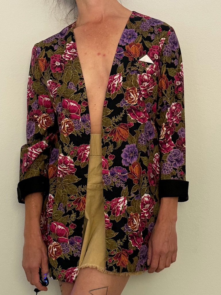 Miss Dorby Vintage Floral Velvet Robe Jacket In Pink And Green - Women's